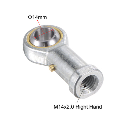 Harfington Uxcell PHS14 Rod End Bearing 14mm Bore Self-lubricated M14x2.0 Right Hand Female Thread