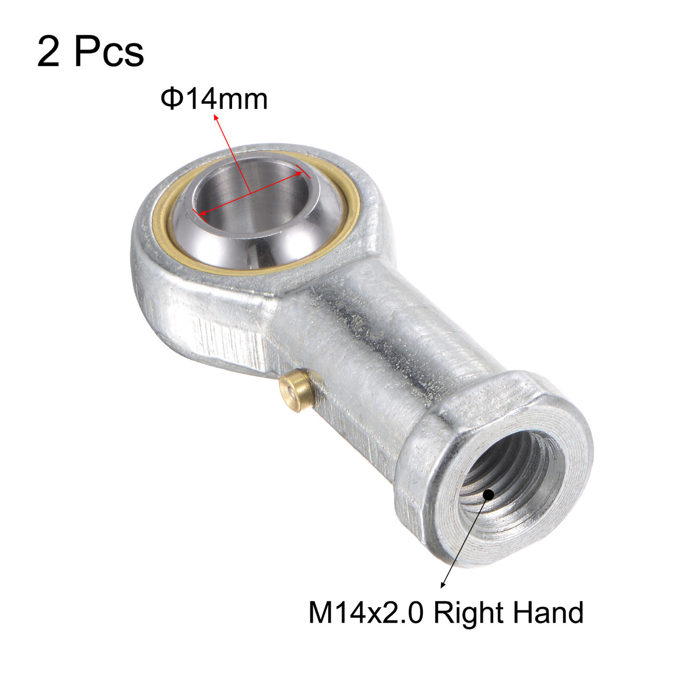uxcell Uxcell 2pcs PHS14 Rod End Bearing 14mm Bore Self-lubricat M14 Right Hand Female Thread