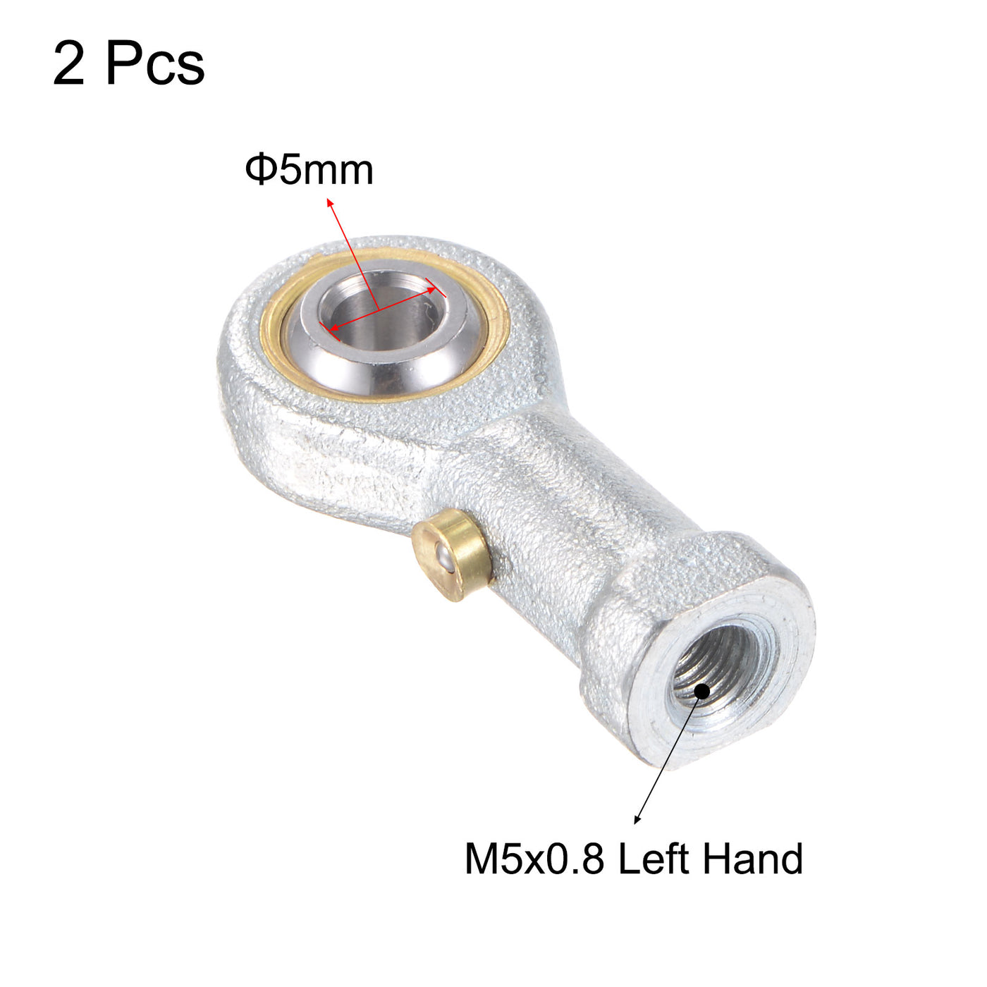 uxcell Uxcell 2pcs PHS5 Rod End Bearing 5mm Bore Self-lubricated M5 Left Hand Female Thread