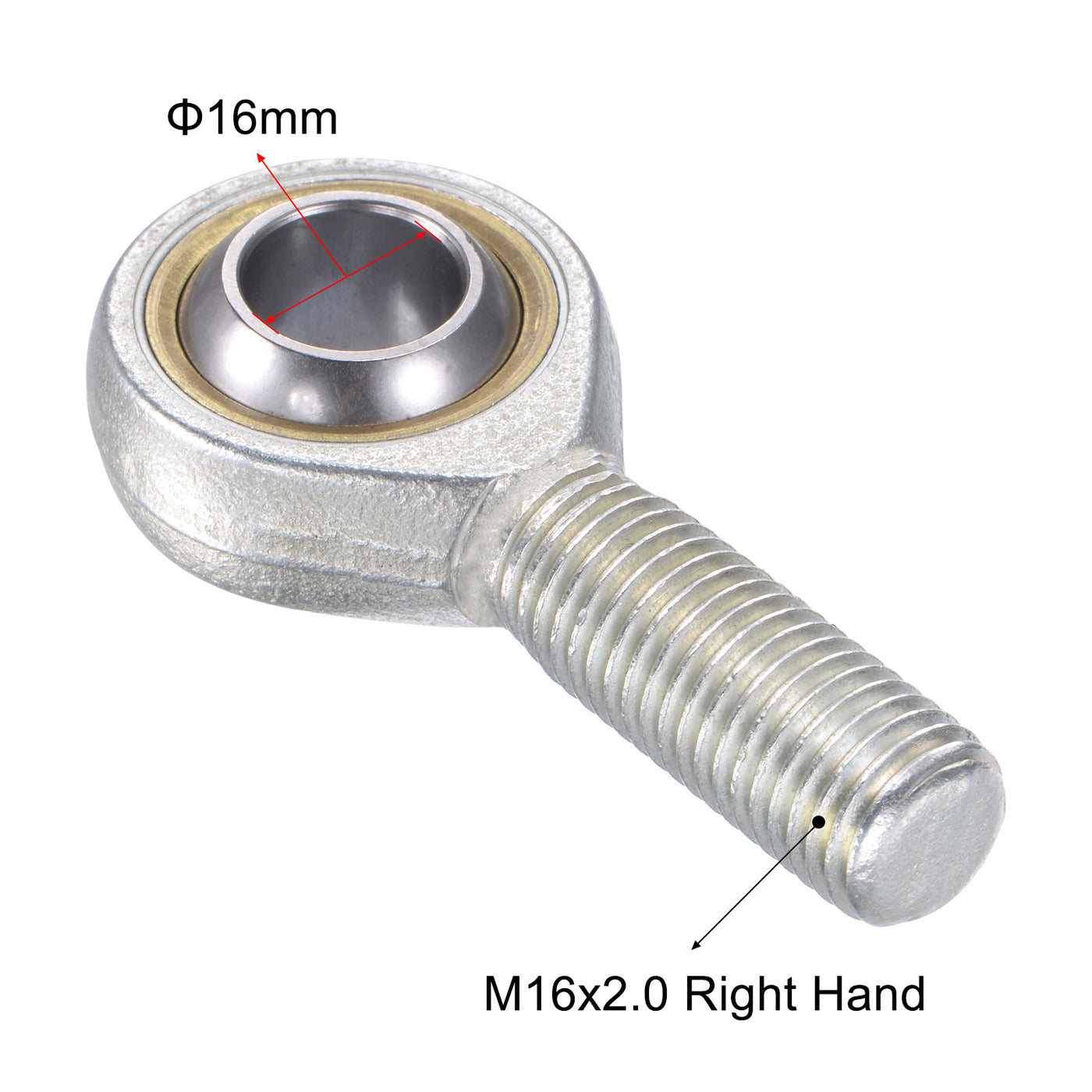 uxcell Uxcell SA16TK POSA16 Rod End Bearing 16mm Bore M16x2.0 Right Hand Male Thread