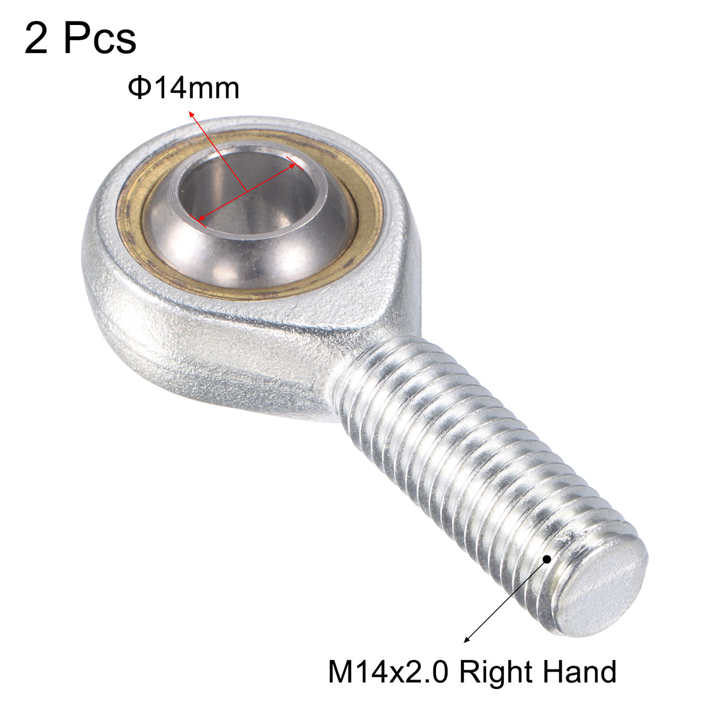 uxcell Uxcell 2pcs SA14TK POSA14 Rod End Bearing 14mm Bore M14x2.0 Right Hand Male Thread