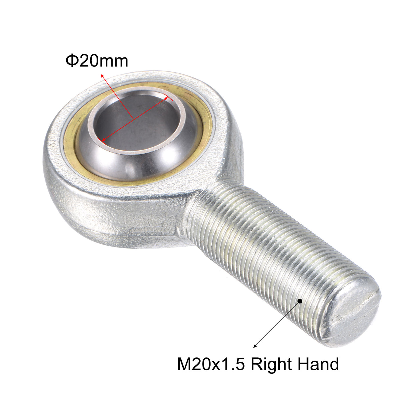 uxcell Uxcell SA20TK POSA20 Rod End Bearing 20mm Bore M20x1.5 Right Hand Male Thread