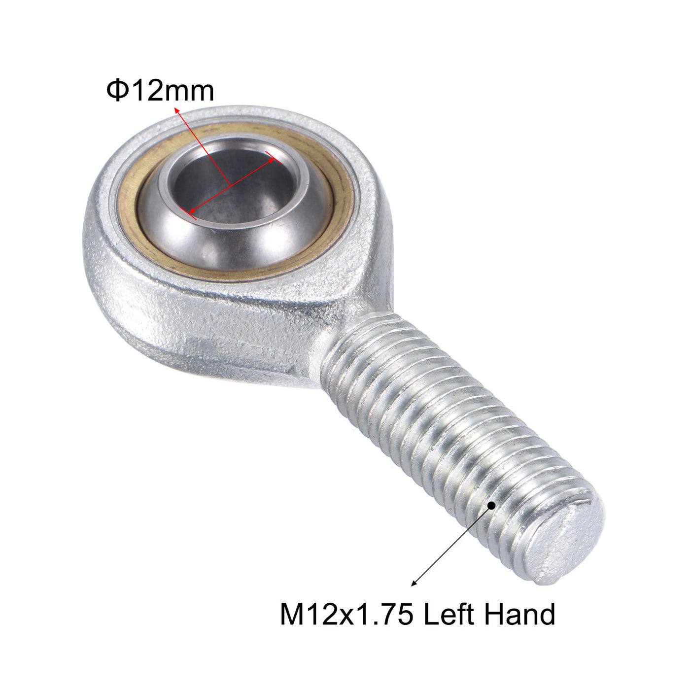 uxcell Uxcell SA12TK POSA12 Rod End Bearing 12mm Bore M12x1.75 Left Hand Male Thread