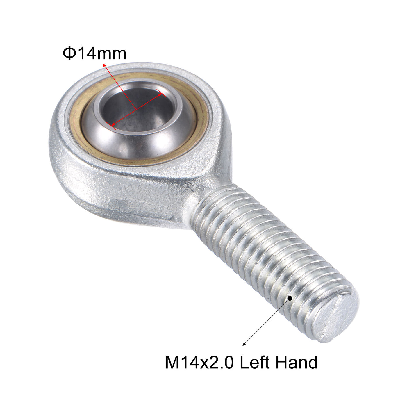 uxcell Uxcell SA14TK POSA14 Rod End Bearing 14mm Bore M14x2.0 Left Hand Male Thread