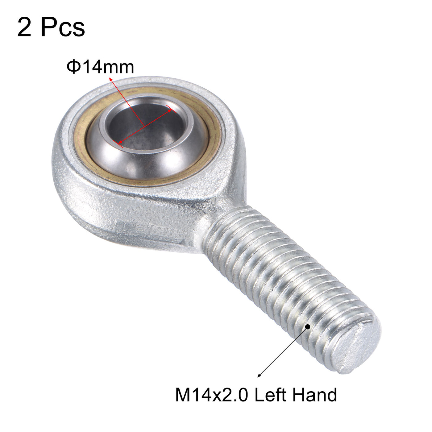 uxcell Uxcell 2pcs SA14TK POSA14 Rod End Bearing 14mm Bore M14x2.0 Left Hand Male Thread