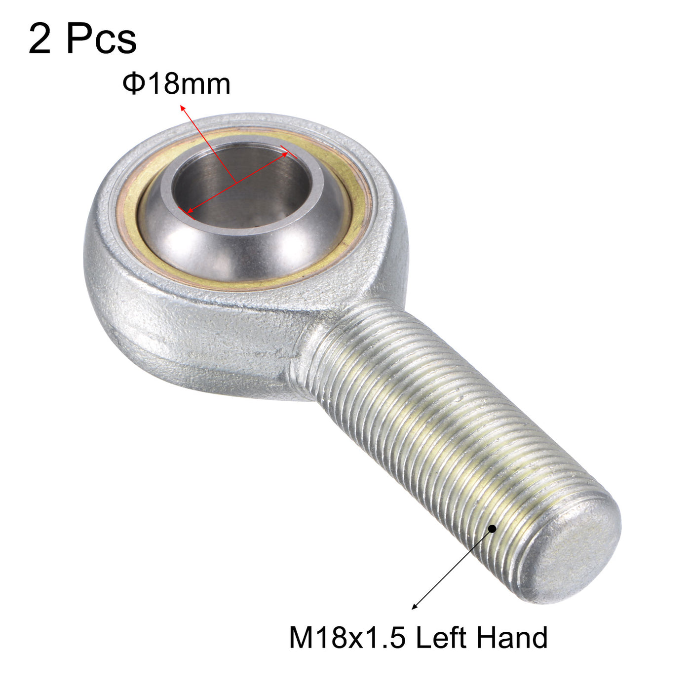 uxcell Uxcell 2pcs SA18TK POSA18 Rod End Bearing 18mm Bore M18x1.5 Left Hand Male Thread
