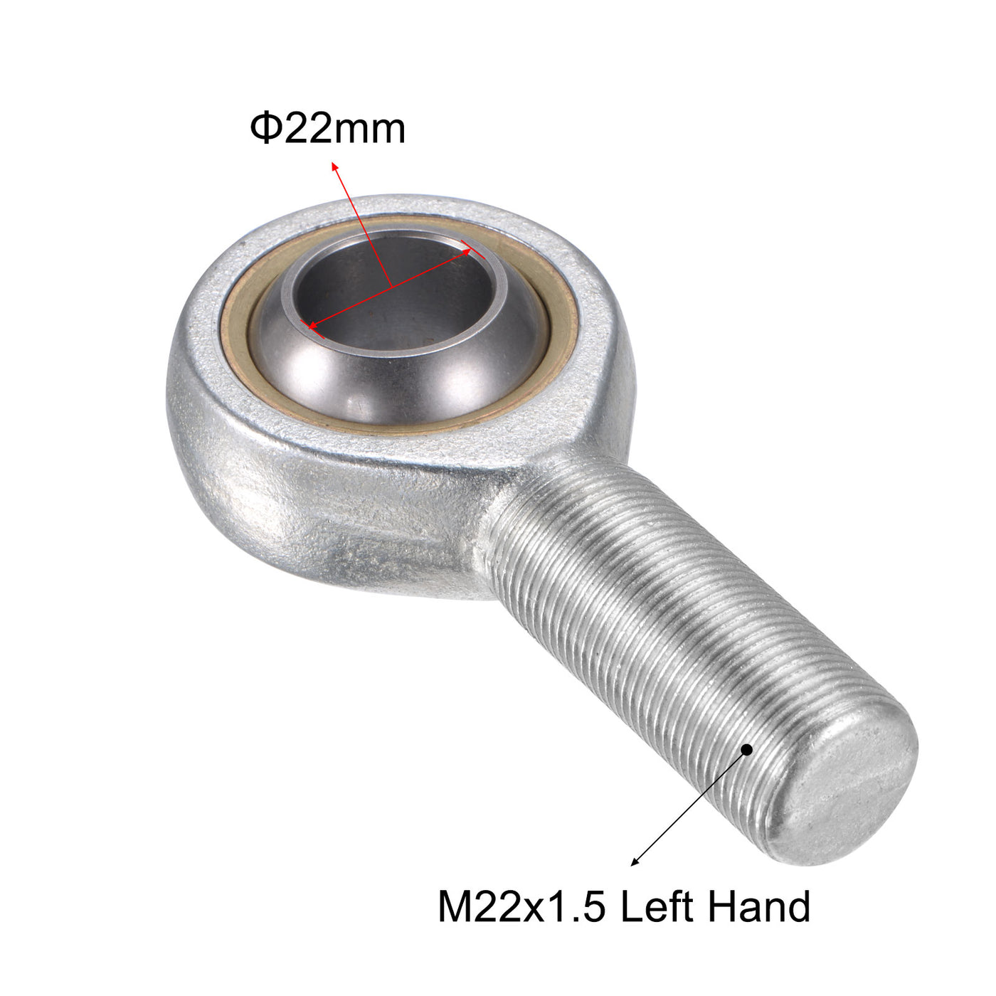 uxcell Uxcell SA22TK POSA22 Rod End Bearing 22mm Bore M22x1.5 Left Hand Male Thread