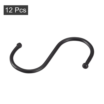 Harfington Uxcell S Hooks 2.56inches Stainless Steel Hanger for Hanging Kitchenware, Bathroom Supplies, Apparel, Black 12Pack