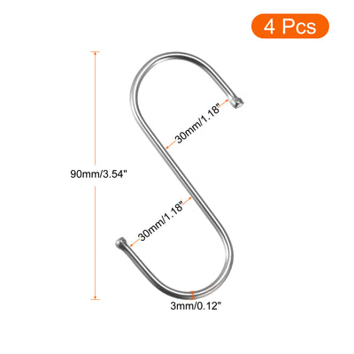Harfington Uxcell S Hooks Stainless Steel Hanger for Hanging Kitchenware, Bathroom Supplies, Apparel