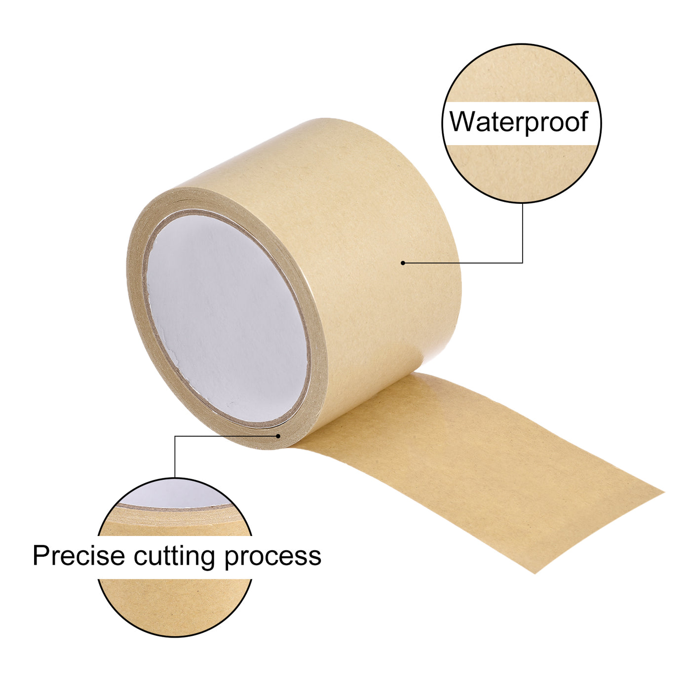Harfington 2pcs Brown Paper Tape 22 Yards x 2 Inch Self Adhesive Packaging Tape