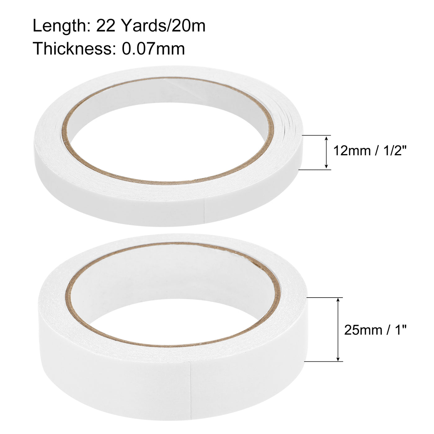 Harfington 4in1 Set Double-Sided Tape 22 Yards Length 1/2 Inch 1 Inch Width