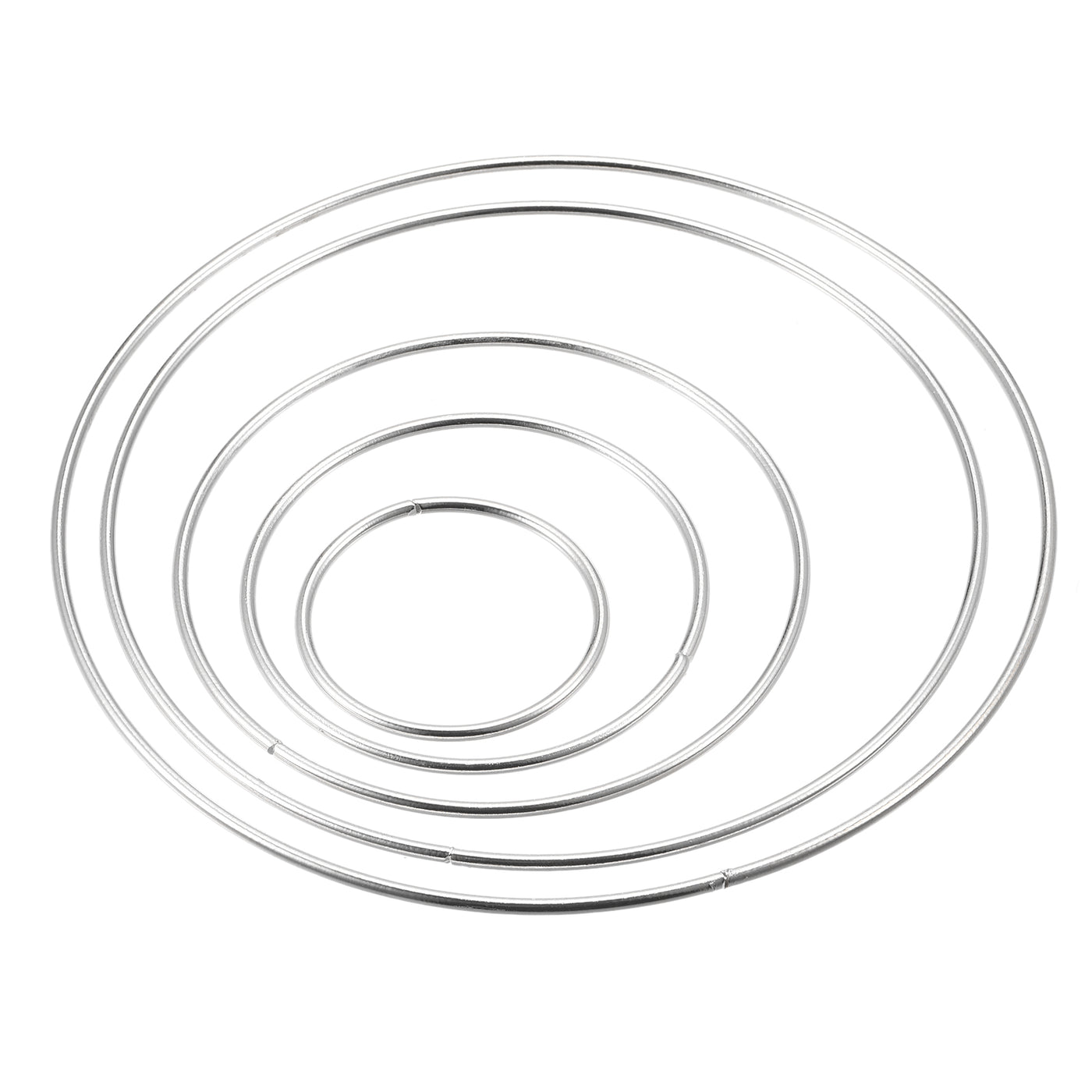 uxcell Uxcell Metal O Rings 50mm 75mm 100mm 140mm 160mm Non-Welded Hoops Silver Tone 15pcs
