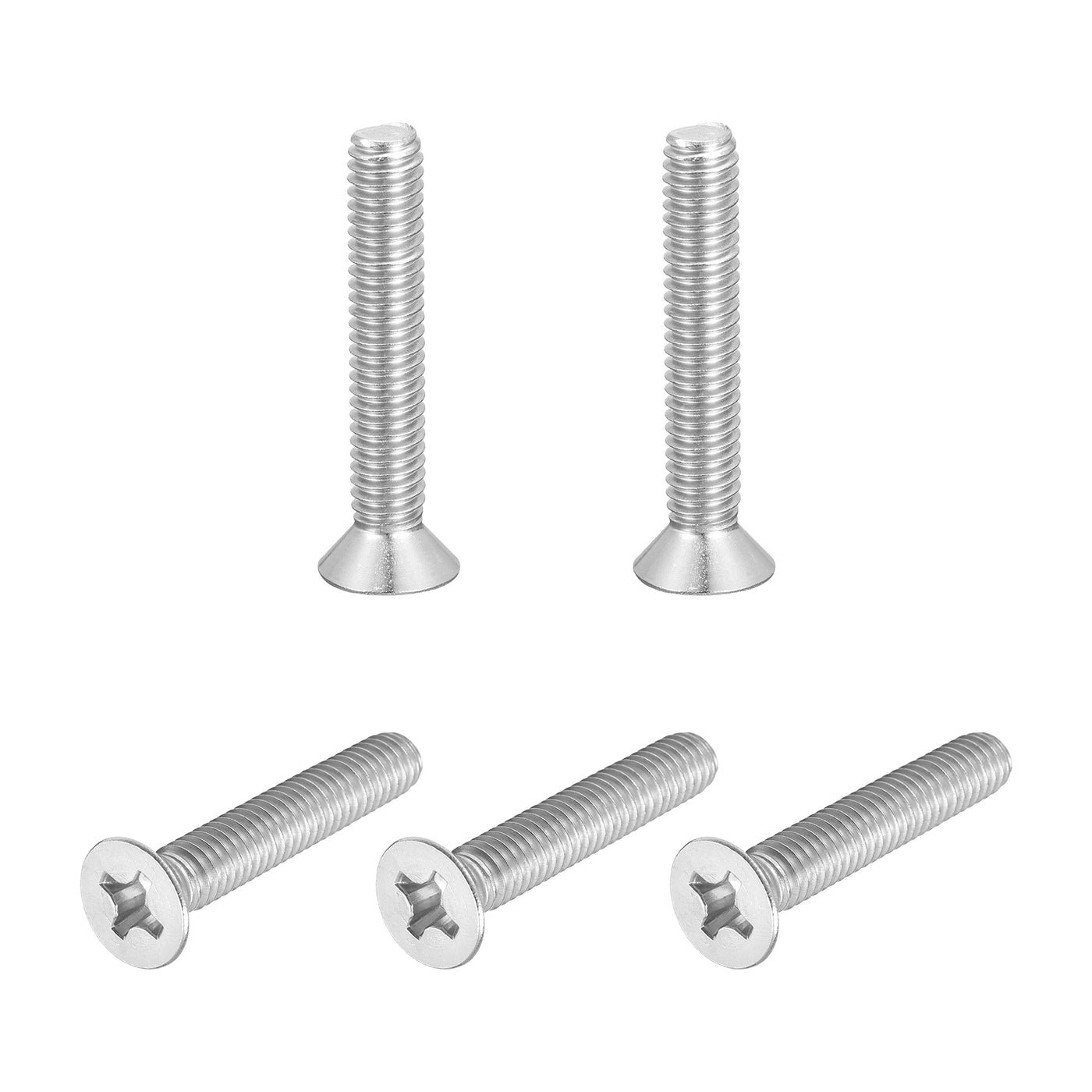 uxcell Uxcell 5/16-18x2" Flat Head Machine Screws Phillips 304 Stainless Steel Bolts 5pcs