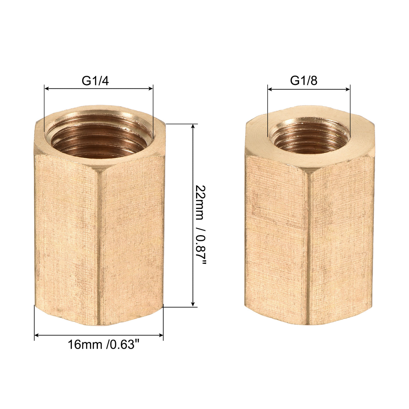 Harfington Brass Reducer Pipe Fitting G1/4 x G1/8 Female Thread Hex Coupling Connector Adapter