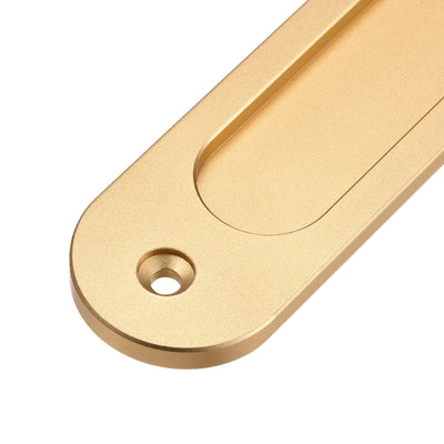 Harfington Uxcell Finger Flush Pull Handle 180x40x5.7mm Oval for Drawer Door Matte Gold