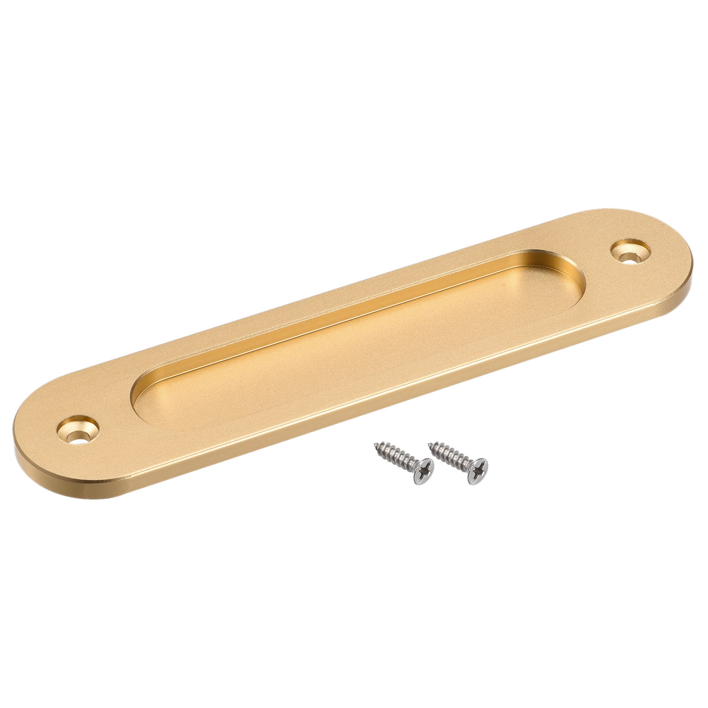 uxcell Uxcell Finger Flush Pull Handle 180x40x5.7mm Oval for Drawer Door Matte Gold