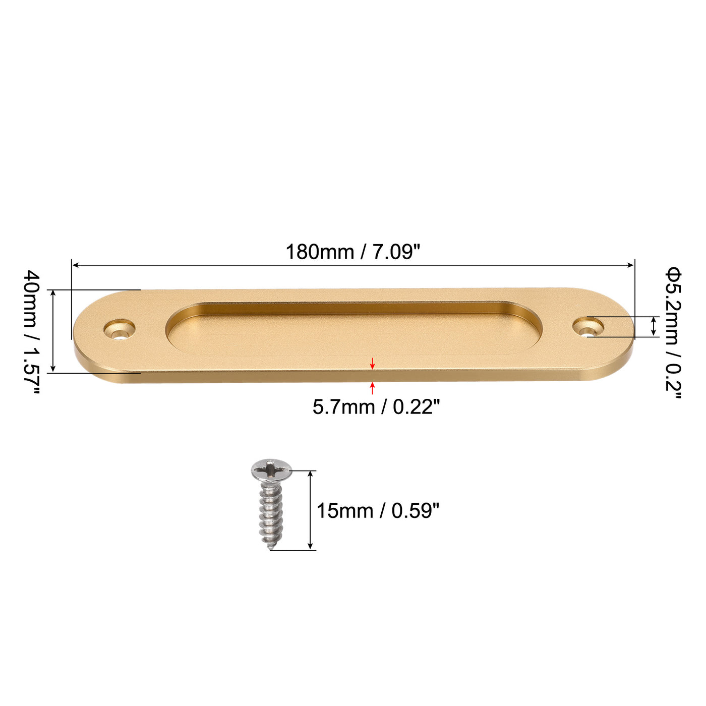uxcell Uxcell Finger Flush Pull Handle 180x40x5.7mm Oval for Drawer Door Matte Gold 2pcs