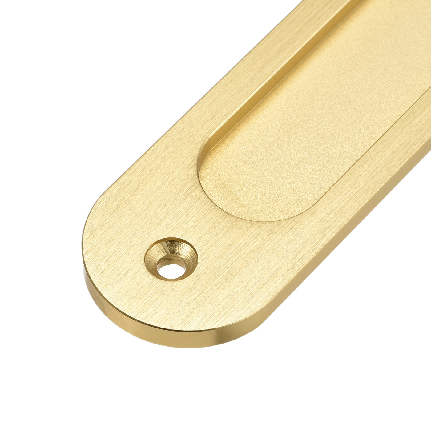 uxcell Uxcell Finger Flush Pull Handle 180x40x5.7mm Oval for Drawer Door Bright Gold