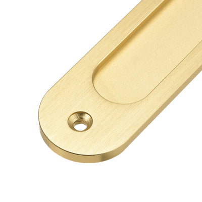 Harfington Uxcell Finger Flush Pull Handle 180x40x5.7mm Oval for Drawer Door Bright Gold