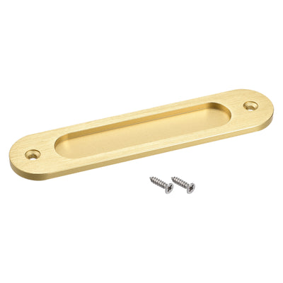 Harfington Uxcell Finger Flush Pull Handle 180x40x5.7mm Oval for Drawer Door Bright Gold
