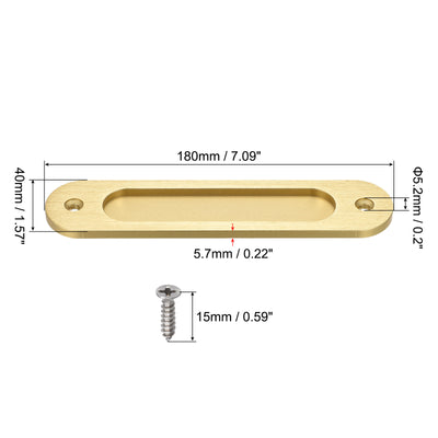 Harfington Uxcell Finger Flush Pull Handle 180x40x5.7mm Oval for Drawer Door Bright Gold 2pcs