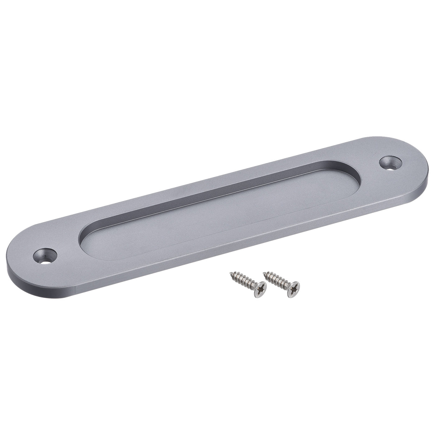 uxcell Uxcell Finger Flush Pull Handle 180x40x5.7mm Oval for Drawer Door Grey