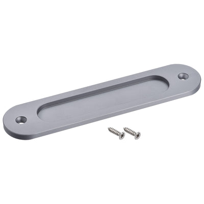 Harfington Uxcell Finger Flush Pull Handle 180x40x5.7mm Oval for Drawer Door Grey