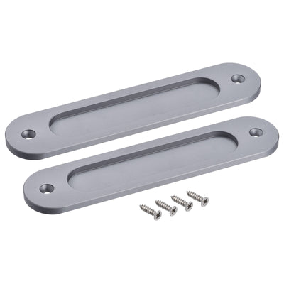 Harfington Uxcell Finger Flush Pull Handle 180x40x5.7mm Oval for Drawer Door Grey 2pcs