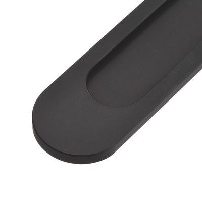 Harfington Uxcell Finger Flush Pull Handle 180x40x5.7mm Oval with Sticker Black