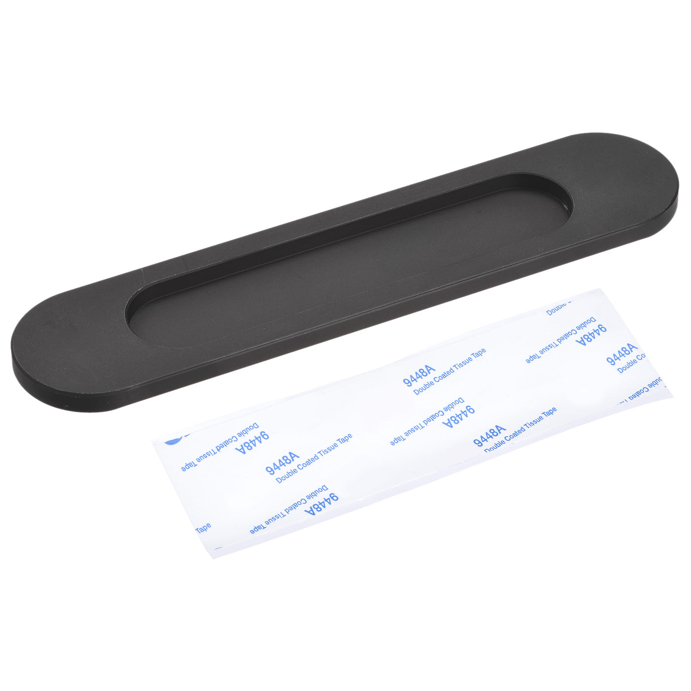 uxcell Uxcell Finger Flush Pull Handle 180x40x5.7mm Oval with Sticker Black