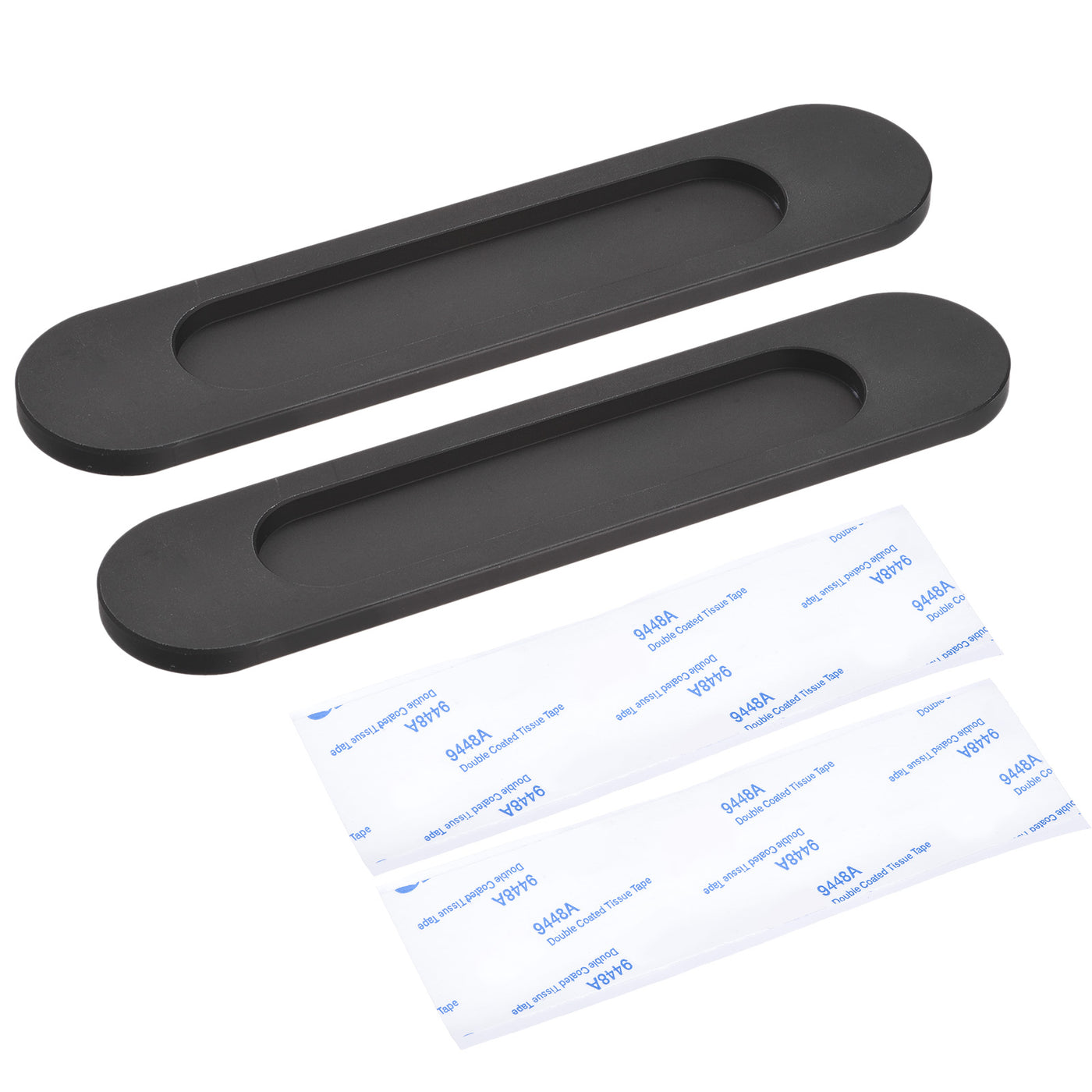 uxcell Uxcell Finger Flush Pull Handle 180x40x5.7mm Oval with Sticker Black 2pcs