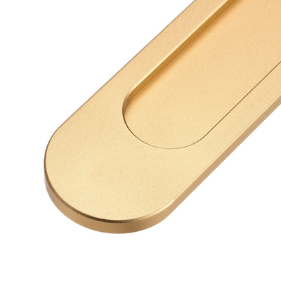 Harfington Uxcell Finger Flush Pull Handle 180x40x5.7mm Oval with Sticker Matte Gold