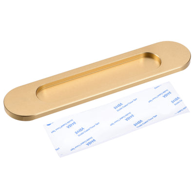 Harfington Uxcell Finger Flush Pull Handle 180x40x5.7mm Oval with Sticker Matte Gold
