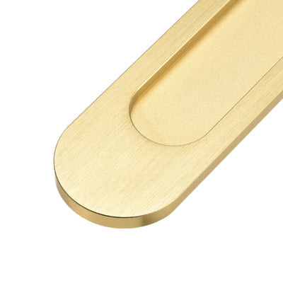 Harfington Uxcell Finger Flush Pull Handle 180x40x5.7mm Oval with Sticker Bright Gold