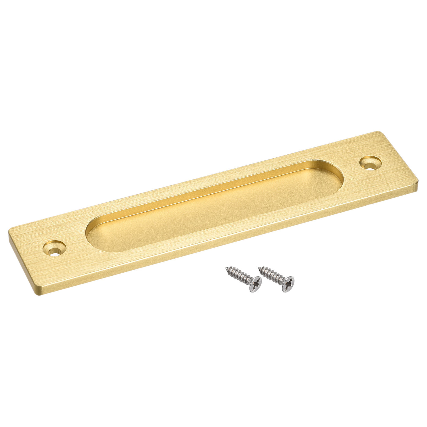 uxcell Uxcell Finger Flush Pull Handle 180x40x5.7mm Rectangle for Drawer Door Bright Gold