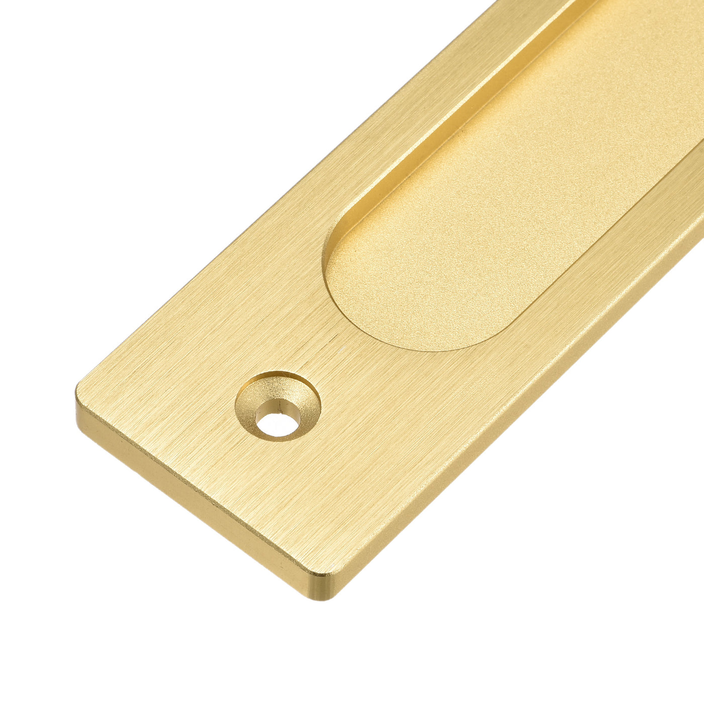 uxcell Uxcell Finger Flush Pull Handle 180x40x5.7mm Rectangle for Drawer Door Bright Gold 2pcs