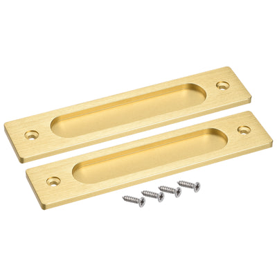 Harfington Uxcell Finger Flush Pull Handle 180x40x5.7mm Rectangle for Drawer Door Bright Gold 2pcs