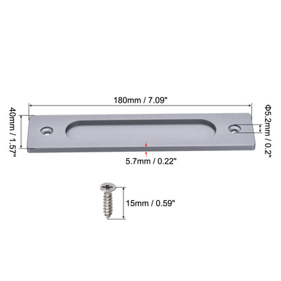Harfington Uxcell Finger Flush Pull Handle 180x40x5.7mm Rectangle for Drawer Door Grey 2pcs