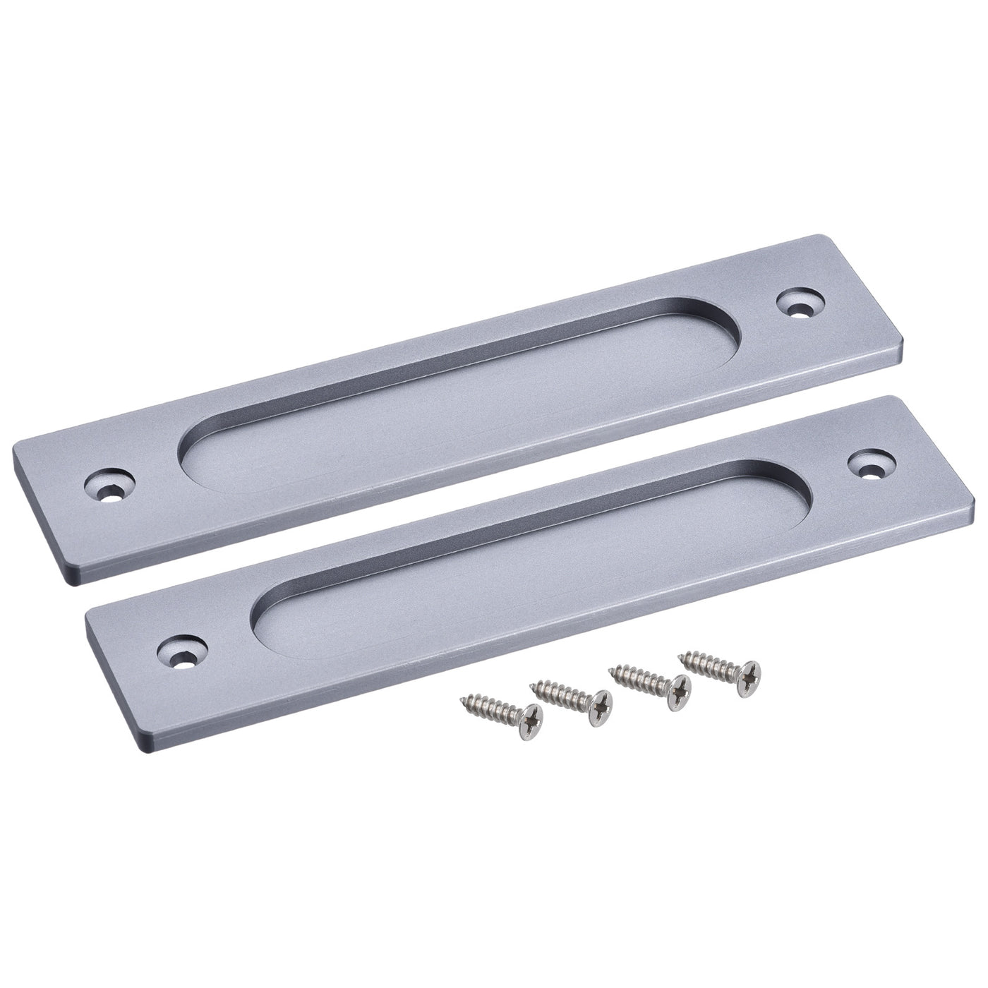 uxcell Uxcell Finger Flush Pull Handle 180x40x5.7mm Rectangle for Drawer Door Grey 2pcs