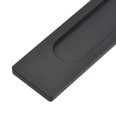 Harfington Uxcell Finger Flush Pull Handle 180x40x5.7mm Rectangle with Sticker Black