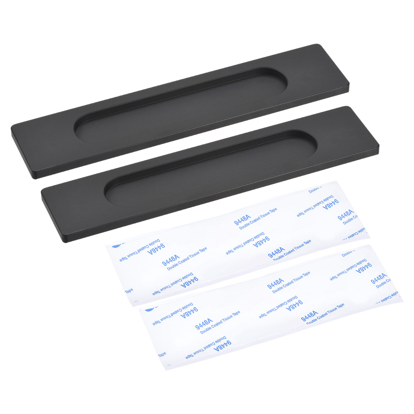 uxcell Uxcell Finger Flush Pull Handle 180x40x5.7mm Rectangle with Sticker Black 2pcs