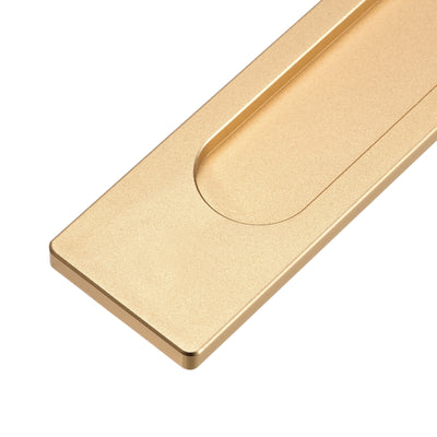 Harfington Uxcell Finger Flush Pull Handle 180x40x5.7mm Rectangle with Sticker Matte Gold