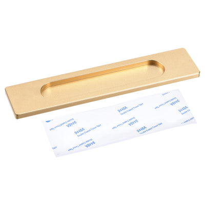 Harfington Uxcell Finger Flush Pull Handle 180x40x5.7mm Rectangle with Sticker Matte Gold