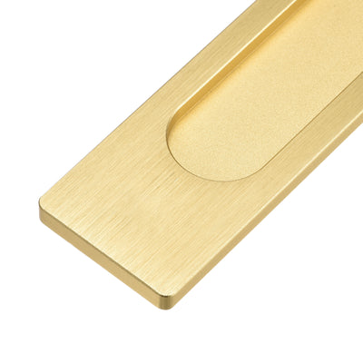 Harfington Uxcell Finger Flush Pull Handle 180x40x5.7mm Rectangle with Sticker Bright Gold