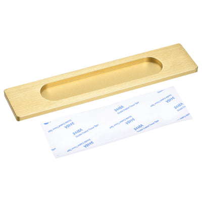 Harfington Uxcell Finger Flush Pull Handle 180x40x5.7mm Rectangle with Sticker Bright Gold