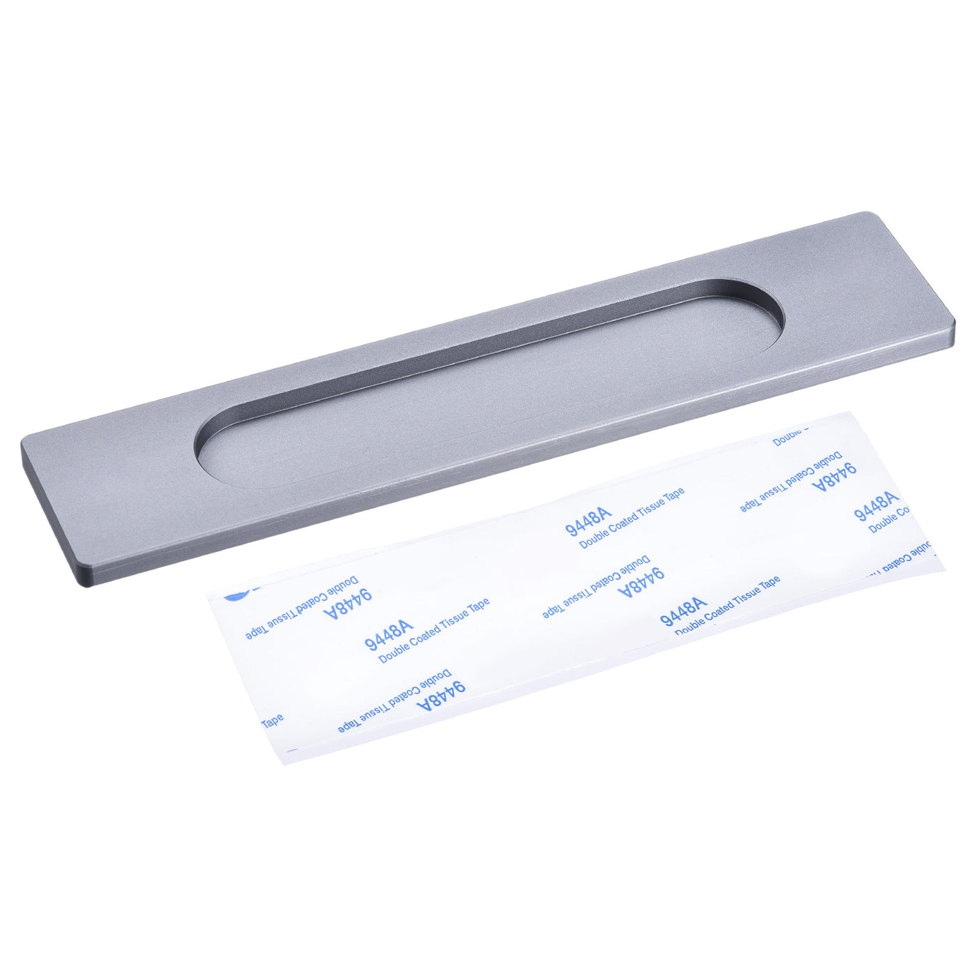 uxcell Uxcell Finger Flush Pull Handle 180x40x5.7mm Rectangle with Sticker Grey