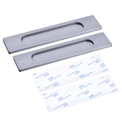 Harfington Uxcell Finger Flush Pull Handle 180x40x5.7mm Rectangle with Sticker Grey 2pcs