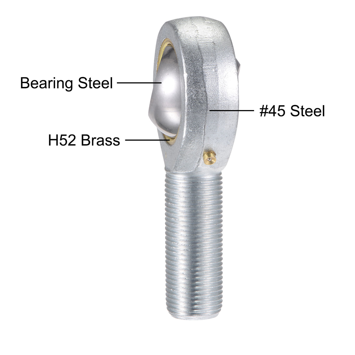 uxcell Uxcell POS25 Rod End Bearing 25mm Bore Self-lubricated M24x2.0 Right Hand Male Thread