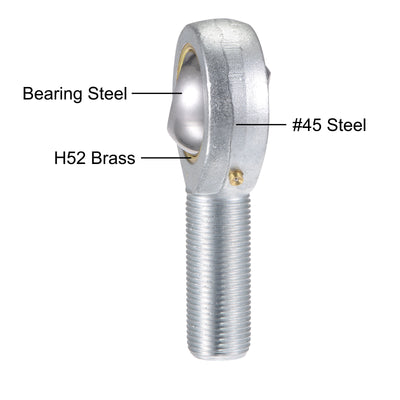 Harfington Uxcell POS25 Rod End Bearing 25mm Bore Self-lubricated M24x2.0 Right Hand Male Thread