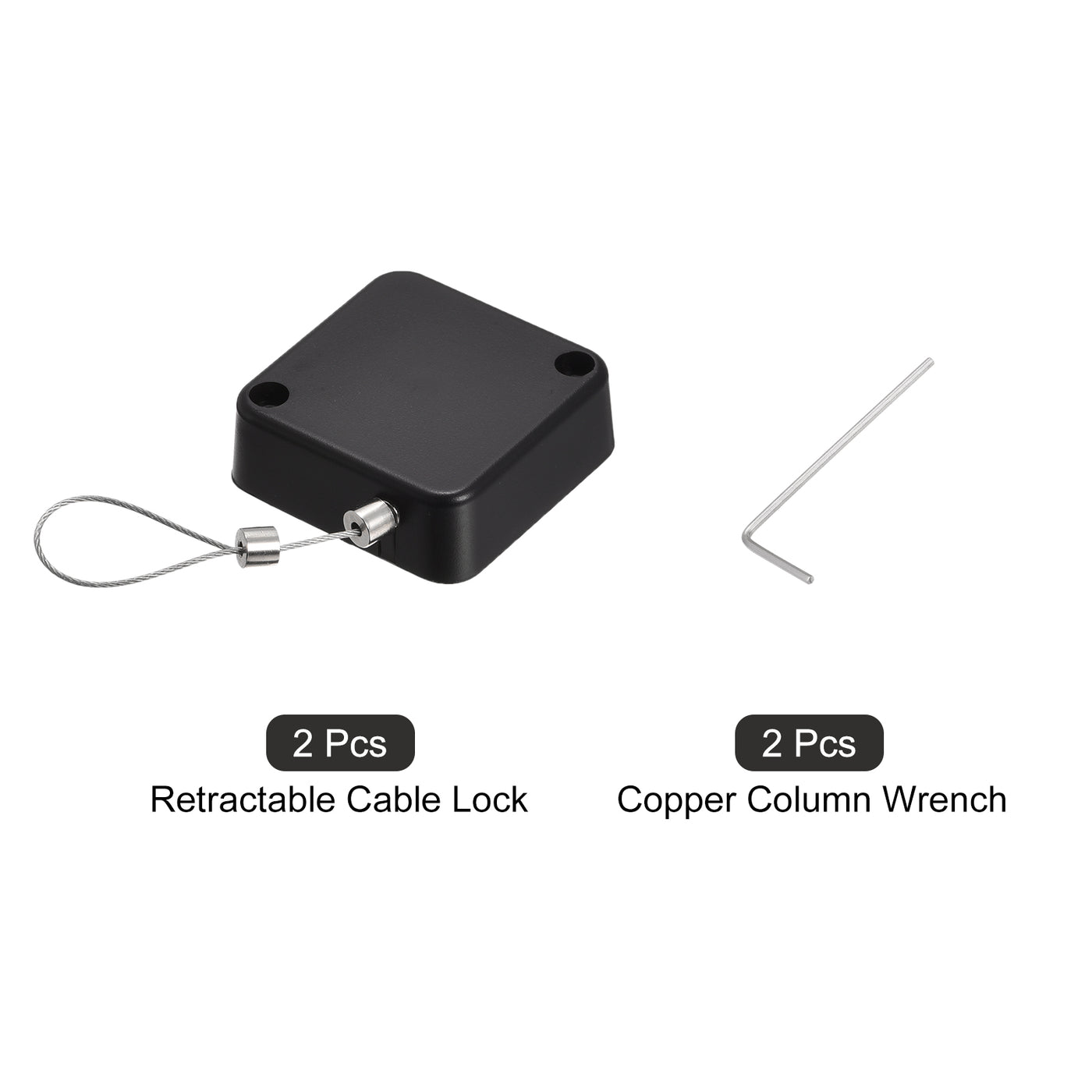 Harfington Retractable Cable Lock,Remote Control Anti-Lost 2m Rope 200g Black 2pcs
